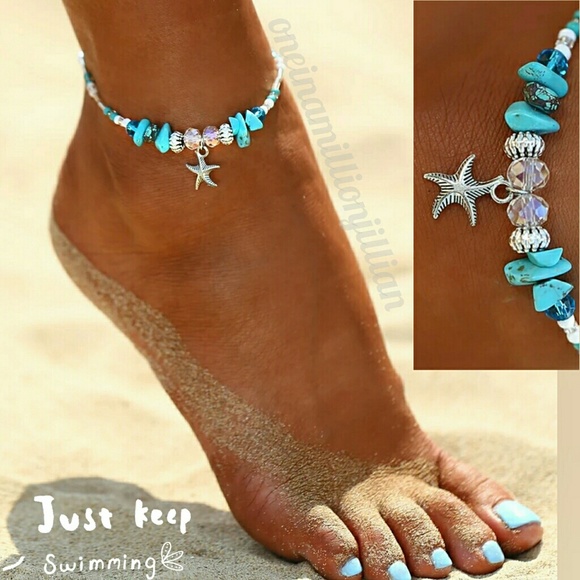 Jewelry - Starfish & Turquoise Anklet / Ankle Bracelet